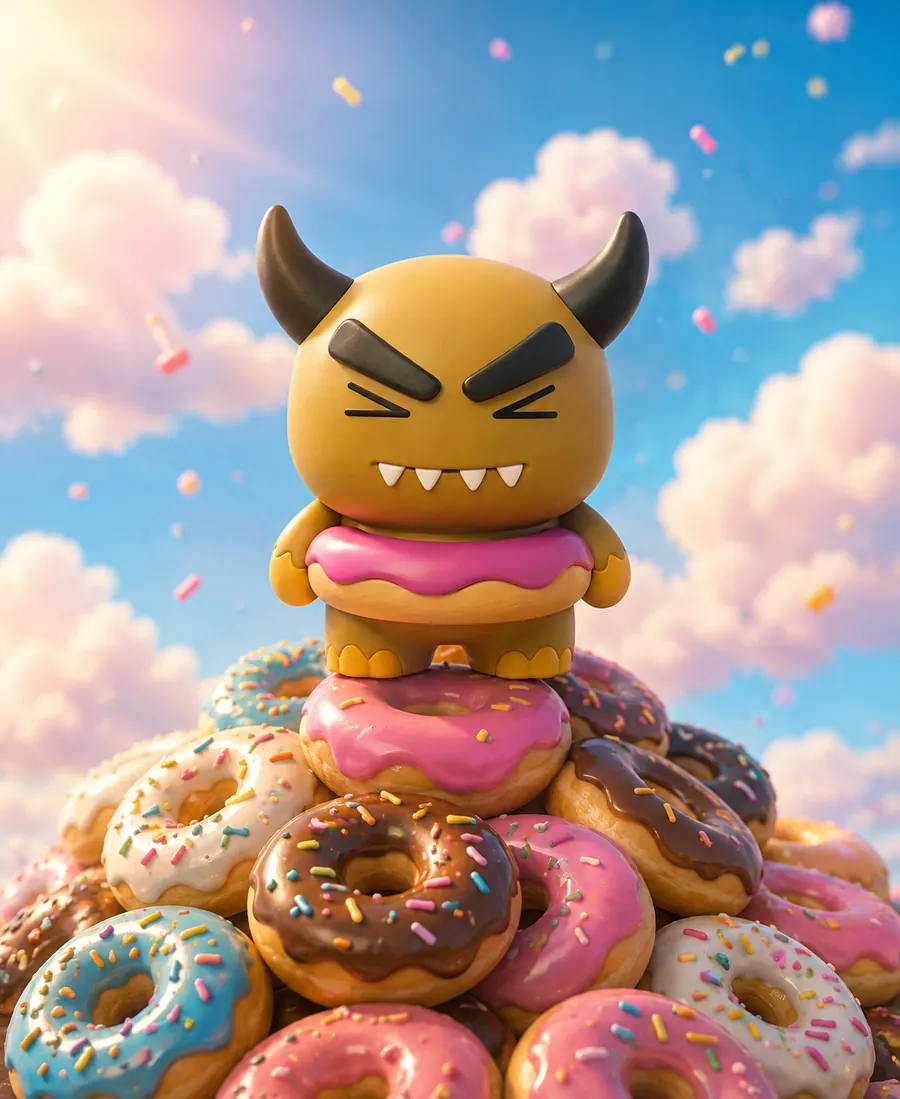 Donutz sobre una montaña de donuts